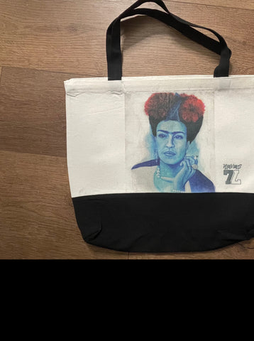 My Blue Frida Large Tote Bag
