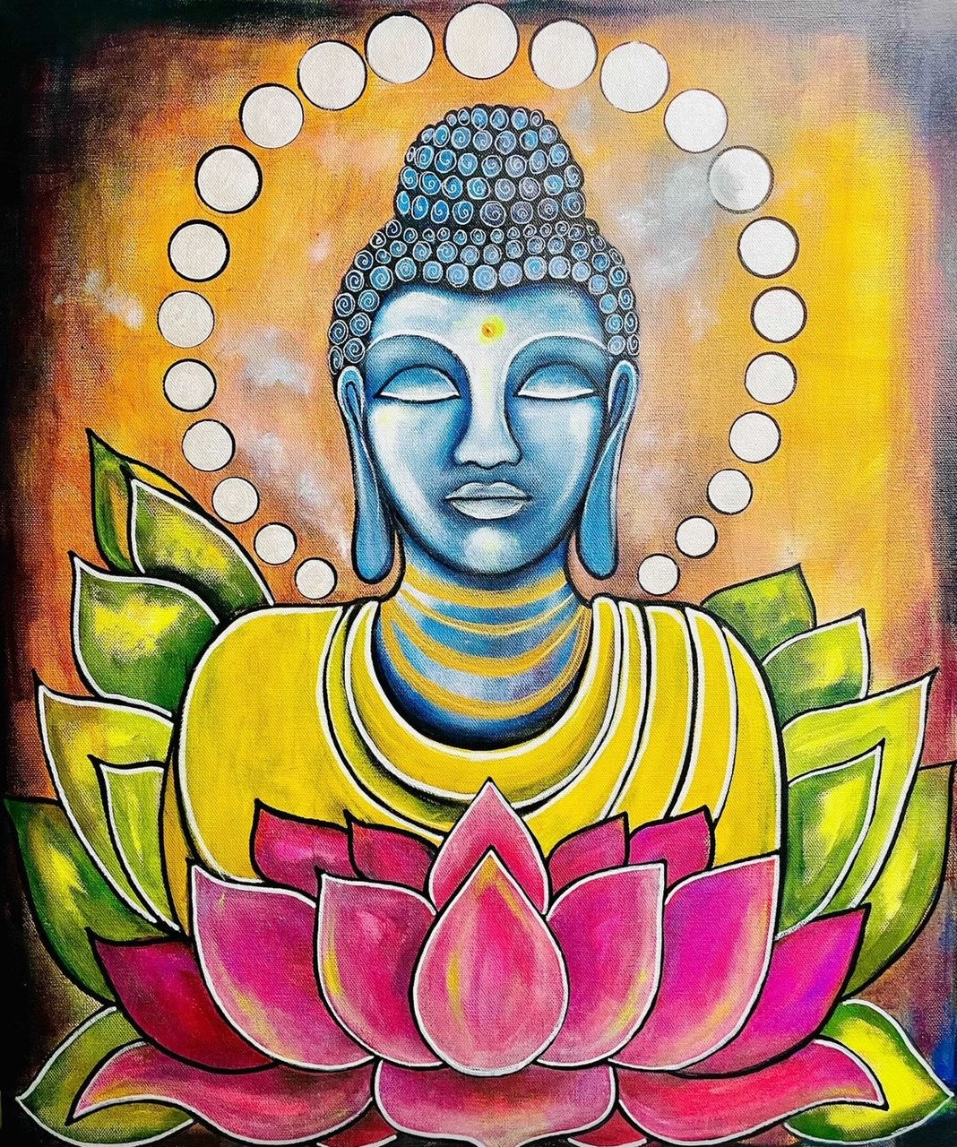 Large Buddha and Lotus Print