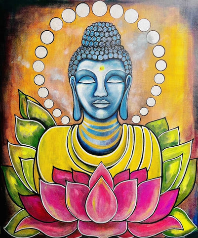 Large Buddha and Lotus Print